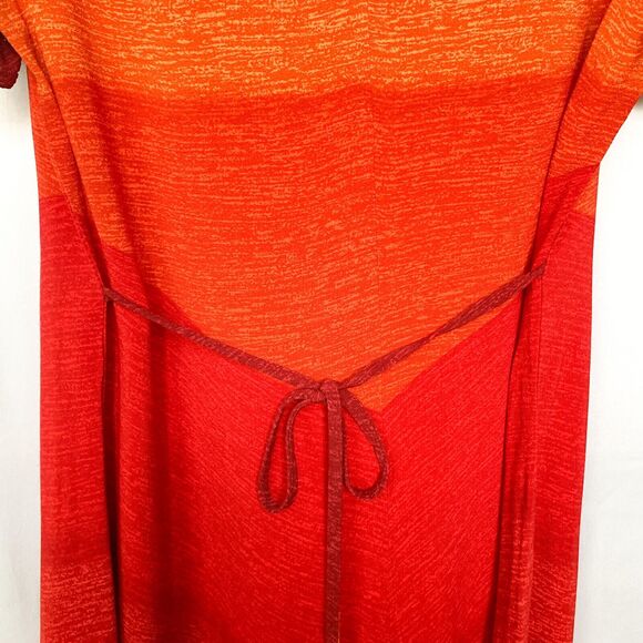 K.C. Spencer Dress Sz 12 Red Orange‎ Short Sleeves 100% Rayon *With Flaws* - Picture 10 of 12
